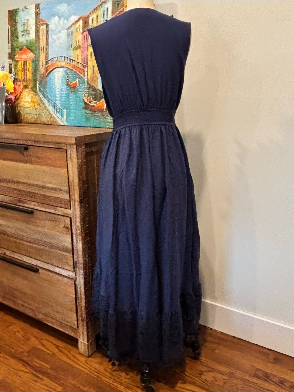 Cupshe Deep Navy V-Neck High-Low Midi Dress - Picture 4 of 10